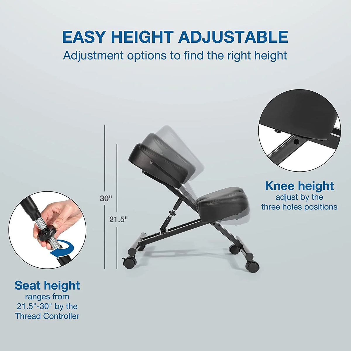 Ergonomic Kneeling Chair Adjustable Height Padded Knee Stool H17592