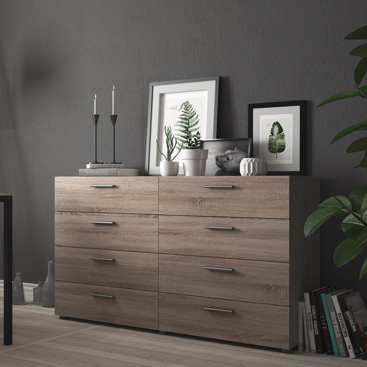 White 8 Drawer Double Dresser W622