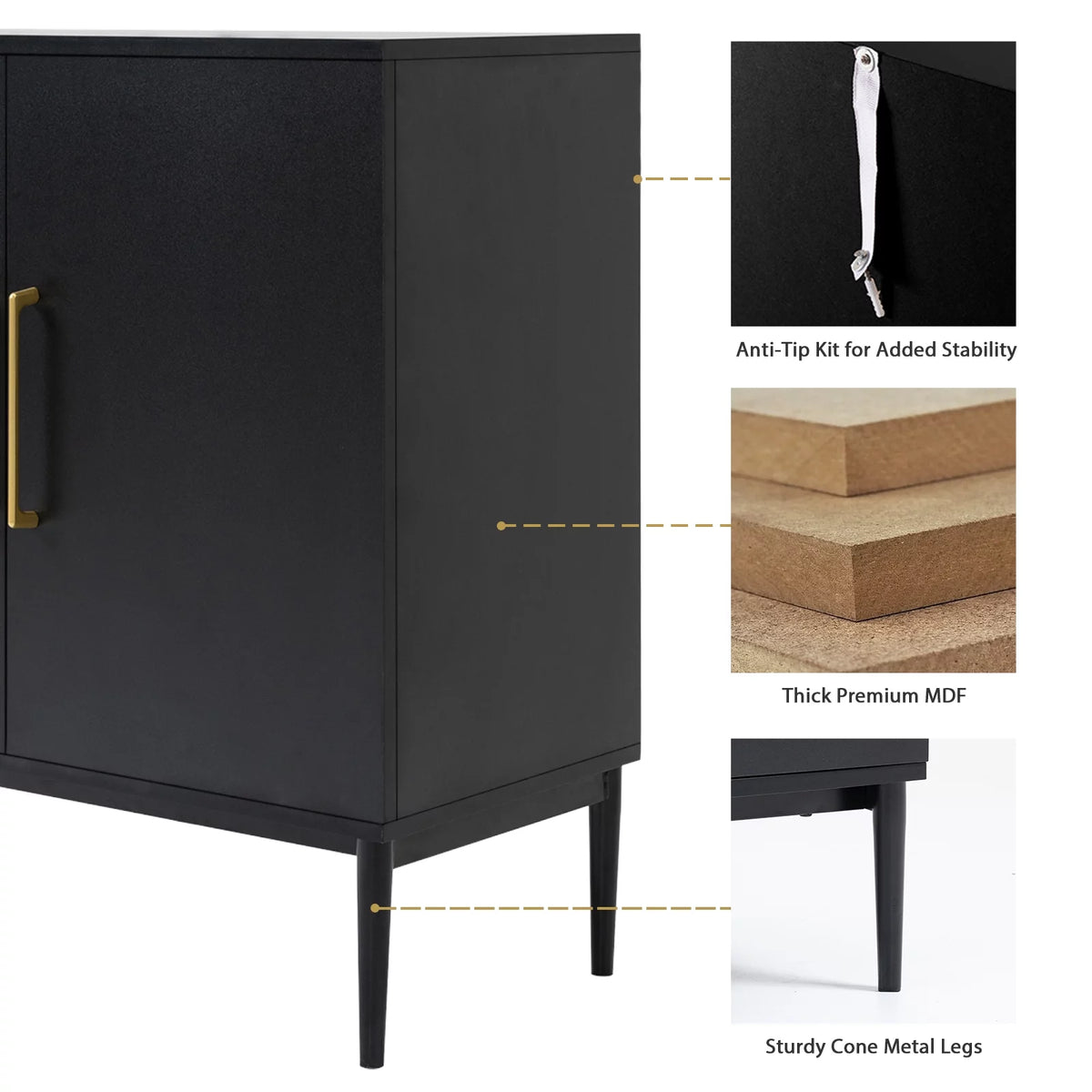 Set of 2 Black Storage Cabinet G50549