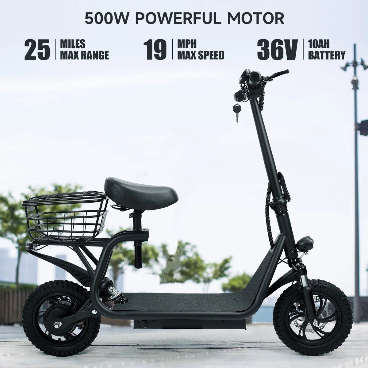 500W Electric Scooter with Seat and Carry Basket G7286