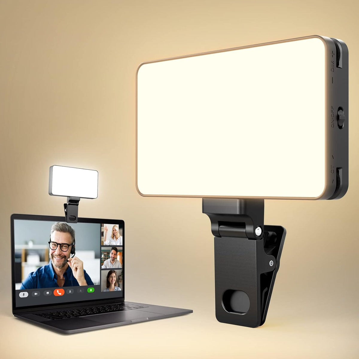 4000mAh Video Conference Lighting with Clip, Stepless Dimming, 3 Modes W561