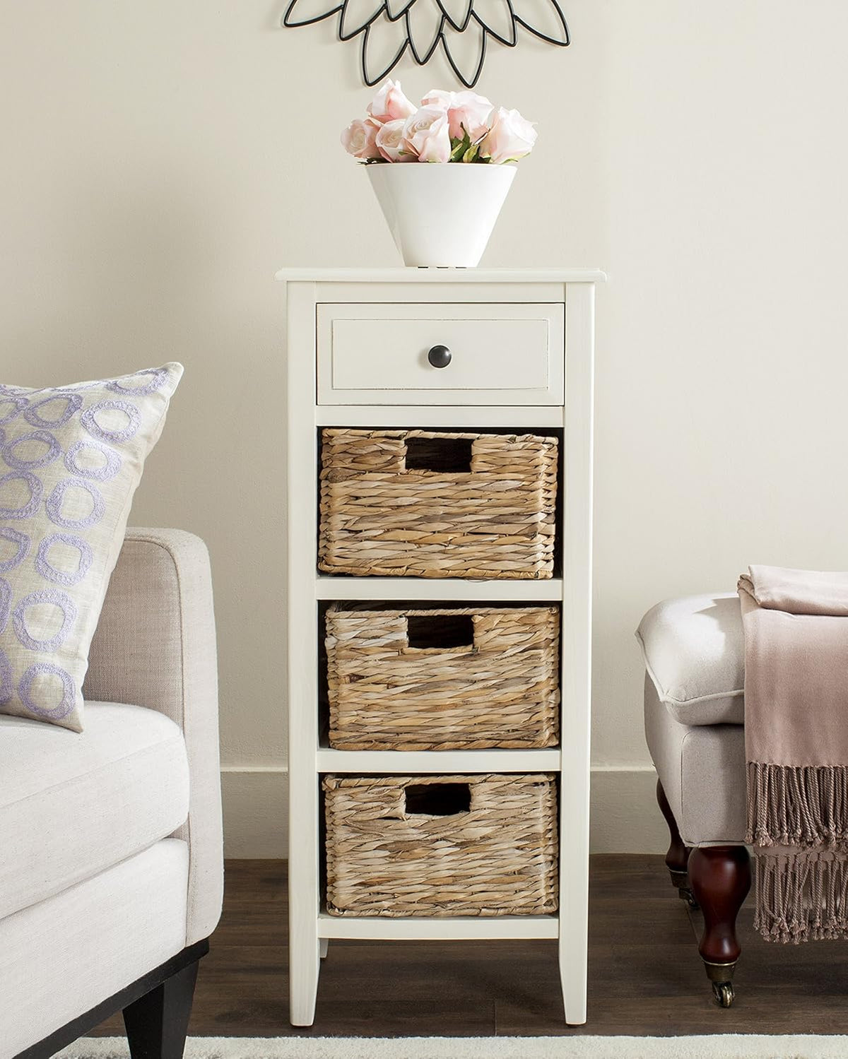 Distressed White Side Table K989495