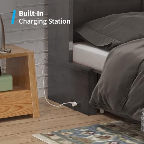 Queen Size Murphy Bed with Tri-Folding Mattress and Storage Drawers I958