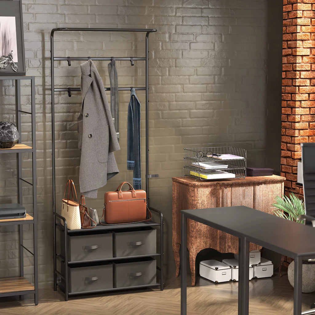 Coat Rack with Storage Shelf, Black M17557