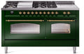 60 Dual Fuel Natural Gas Range Emerald Green Brass Trim M925911