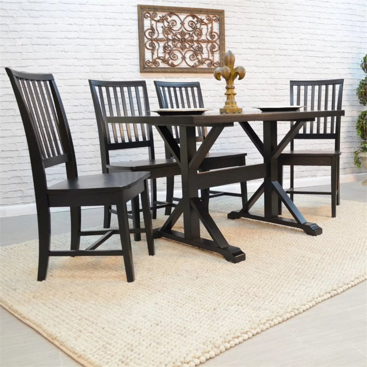 30 x 48 Trestle Table Antique Black Z81013
