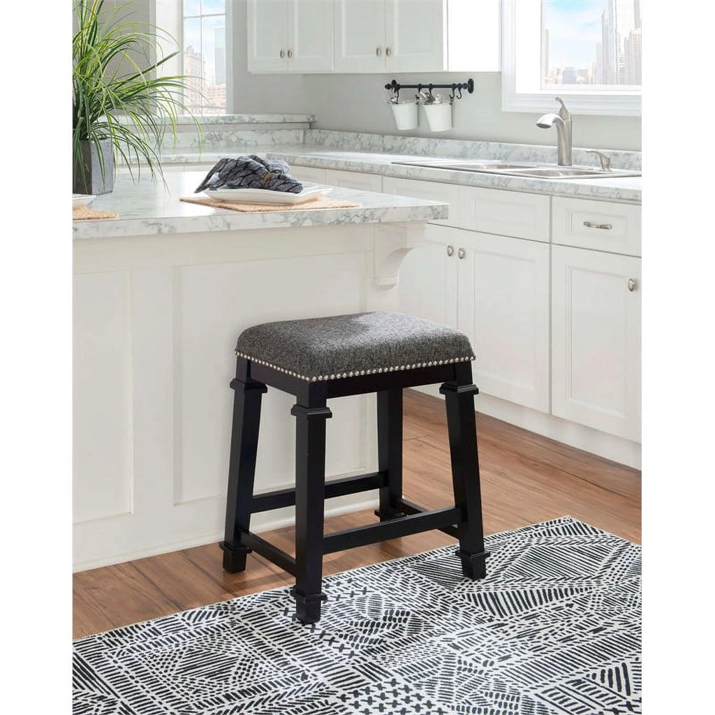 Black Wood Backless Counter Stool P38852