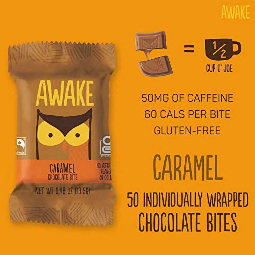 Caffeinated Chocolate Bites Caramel Gluten Free 50 Bites V955