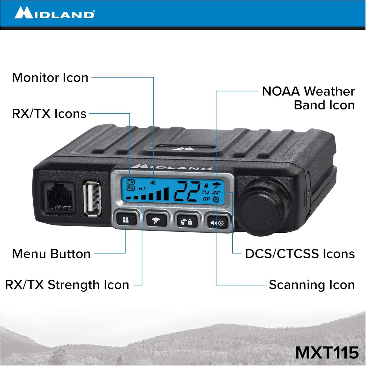 15 Watt GMRS Two-Way Radio with Magnetic Mount Antenna O788