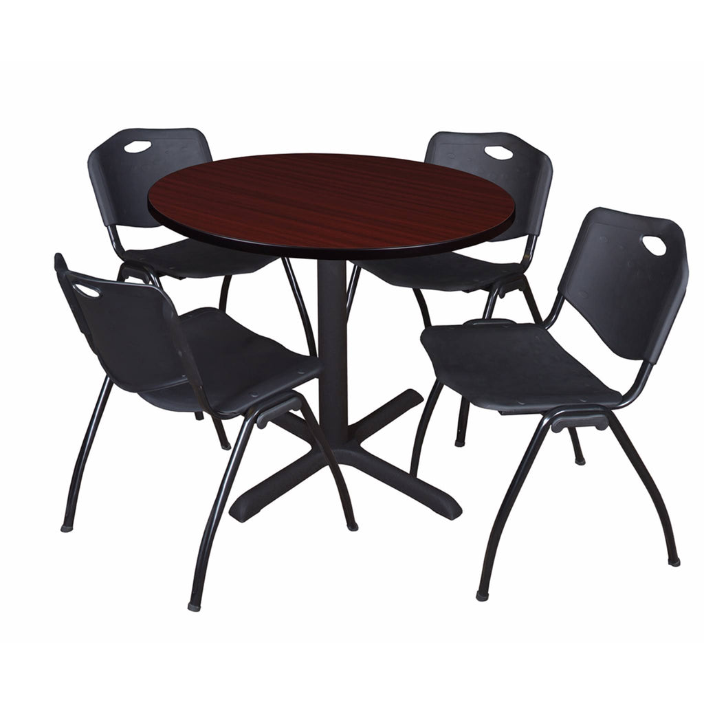 42x22 Round Breakroom Table & 4 Stack Chairs A182