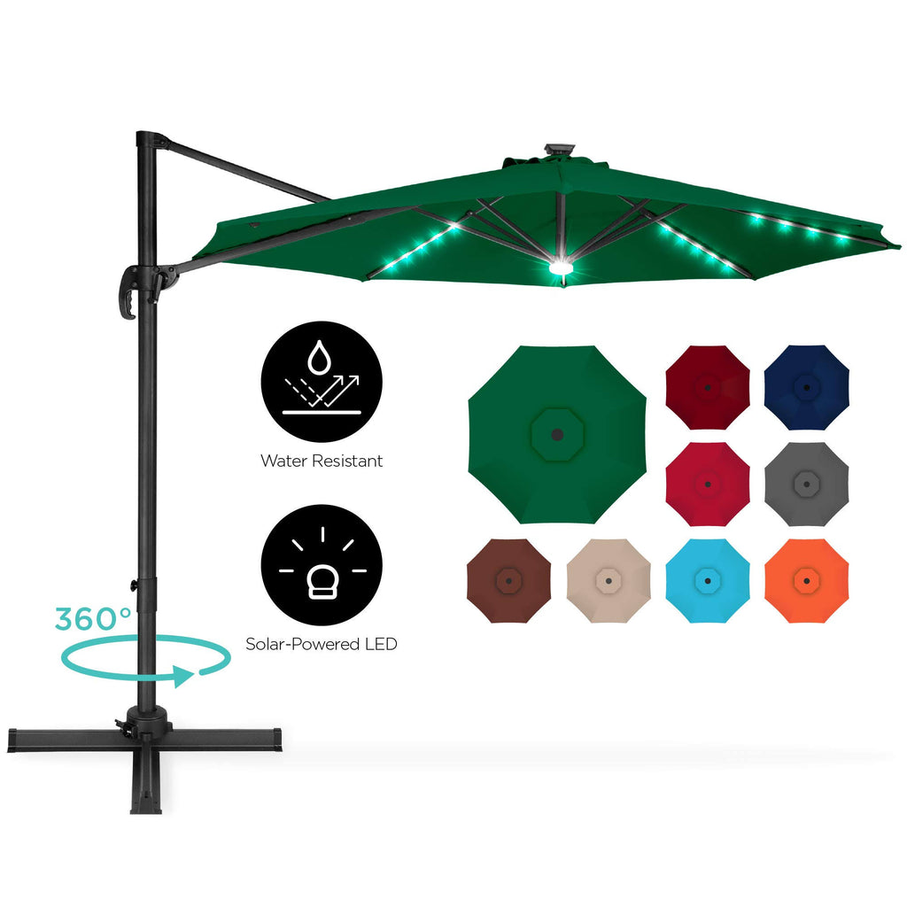 10ft LED Cantilever Offset Hanging Patio Umbrella R6162