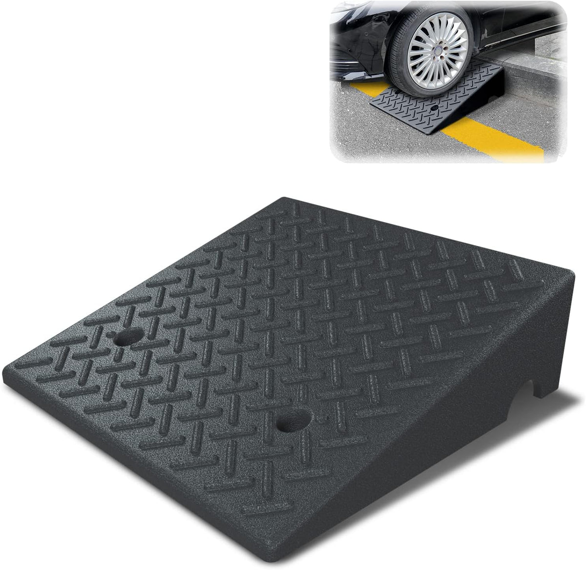 Rubber Curb Ramp 19.6 × 19.6 × 6 Heavy Duty Portable Threshold Ramp 1 PC J284768