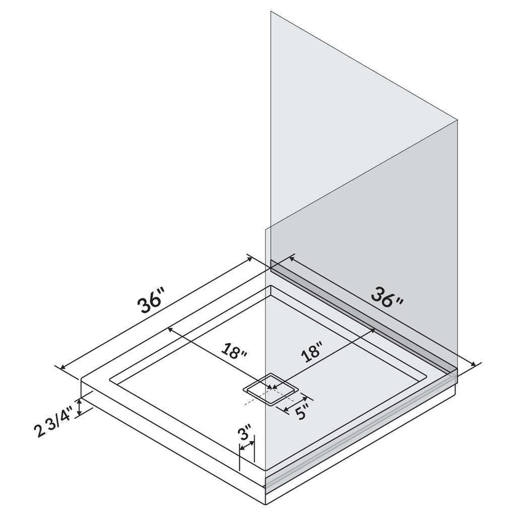 36 x 36 Left Double Threshold Shower Pan Base C86153