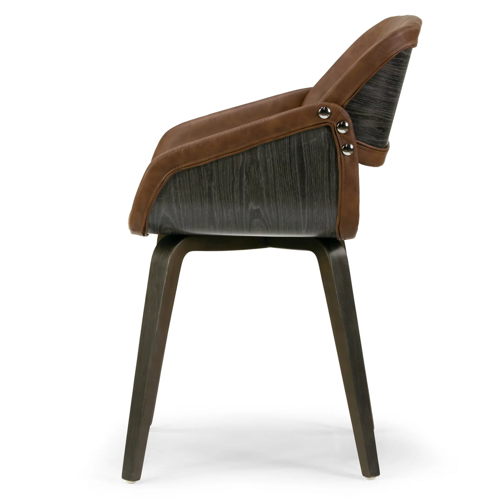 Brown Upholstered Dining Chair with Wood Legs A879350