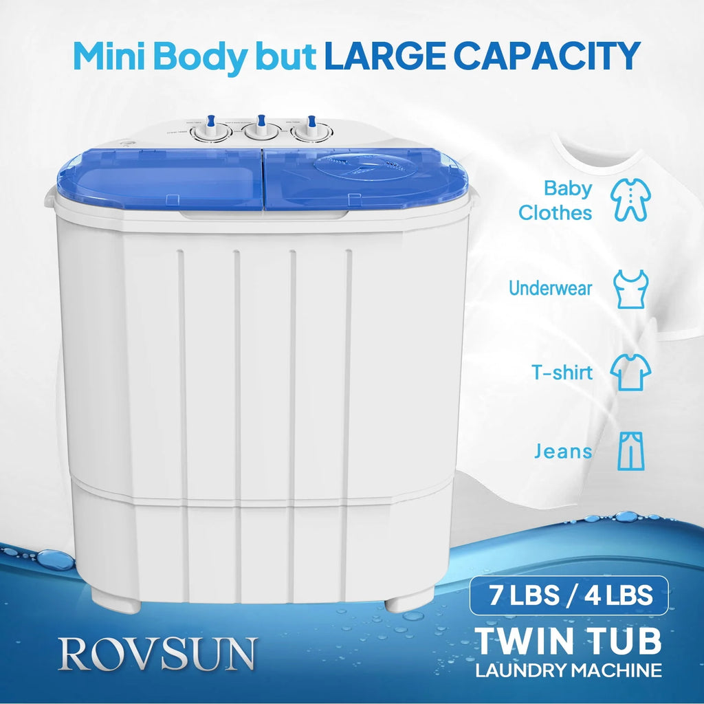 Portable Electric Mini Twin Tub Washing Machine with Spin Dryer F481144