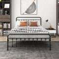 Queen Size Black Iron Bed with Headboard and Footboard W65968