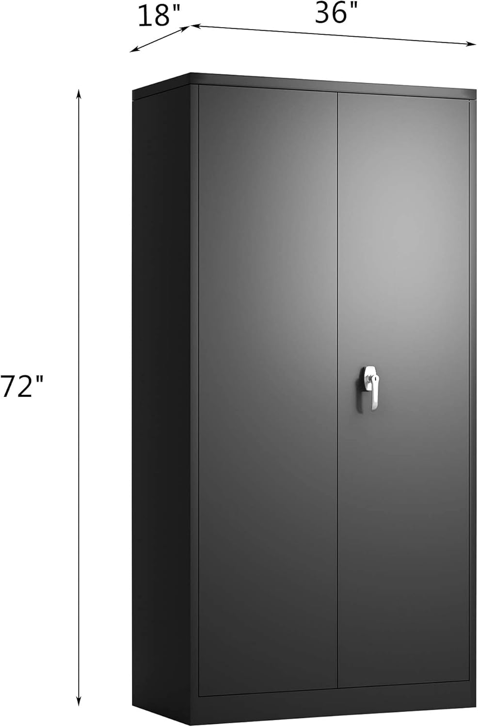 72 Inches Black Metal Storage Cabinet with Shelves I975172