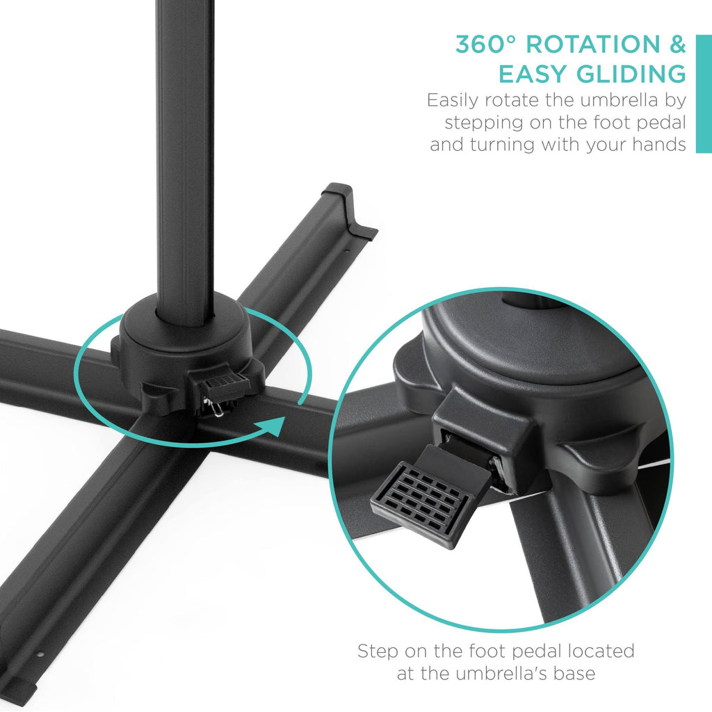 10ft LED Cantilever Offset Hanging Patio Umbrella R6162