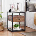 Brown Nightstand with Drawer and Shelf W475