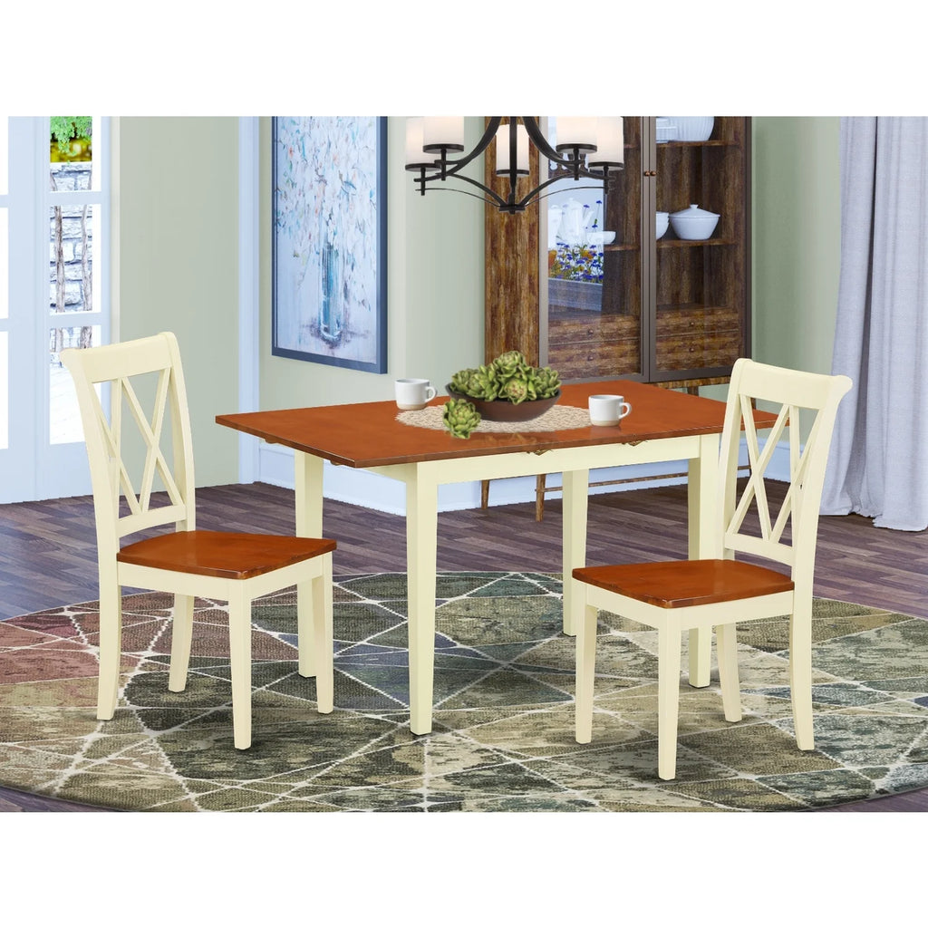 3Pc Rectangular Table With 2 Double X Back Chairs I865610