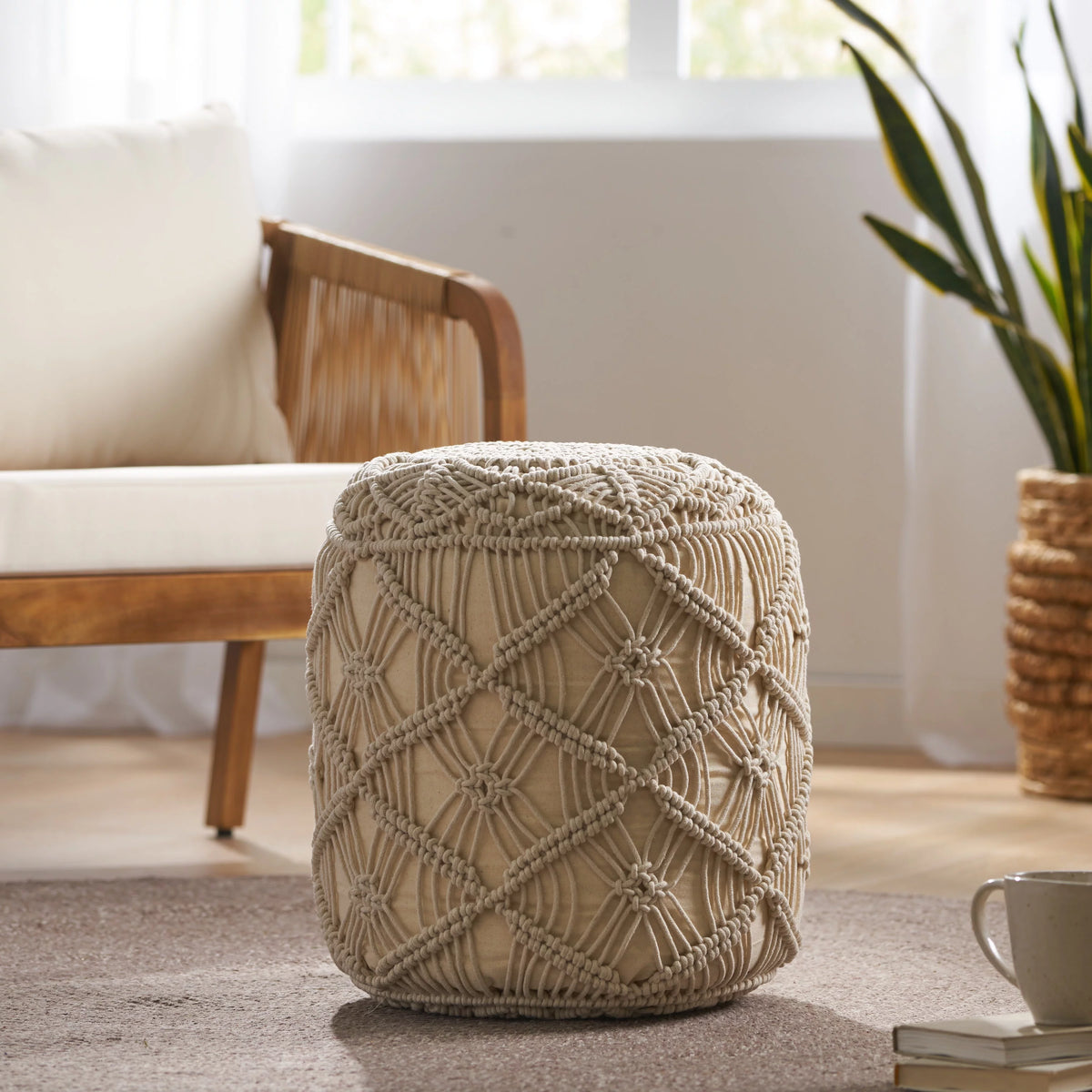Fabric Cube Pouf N159215