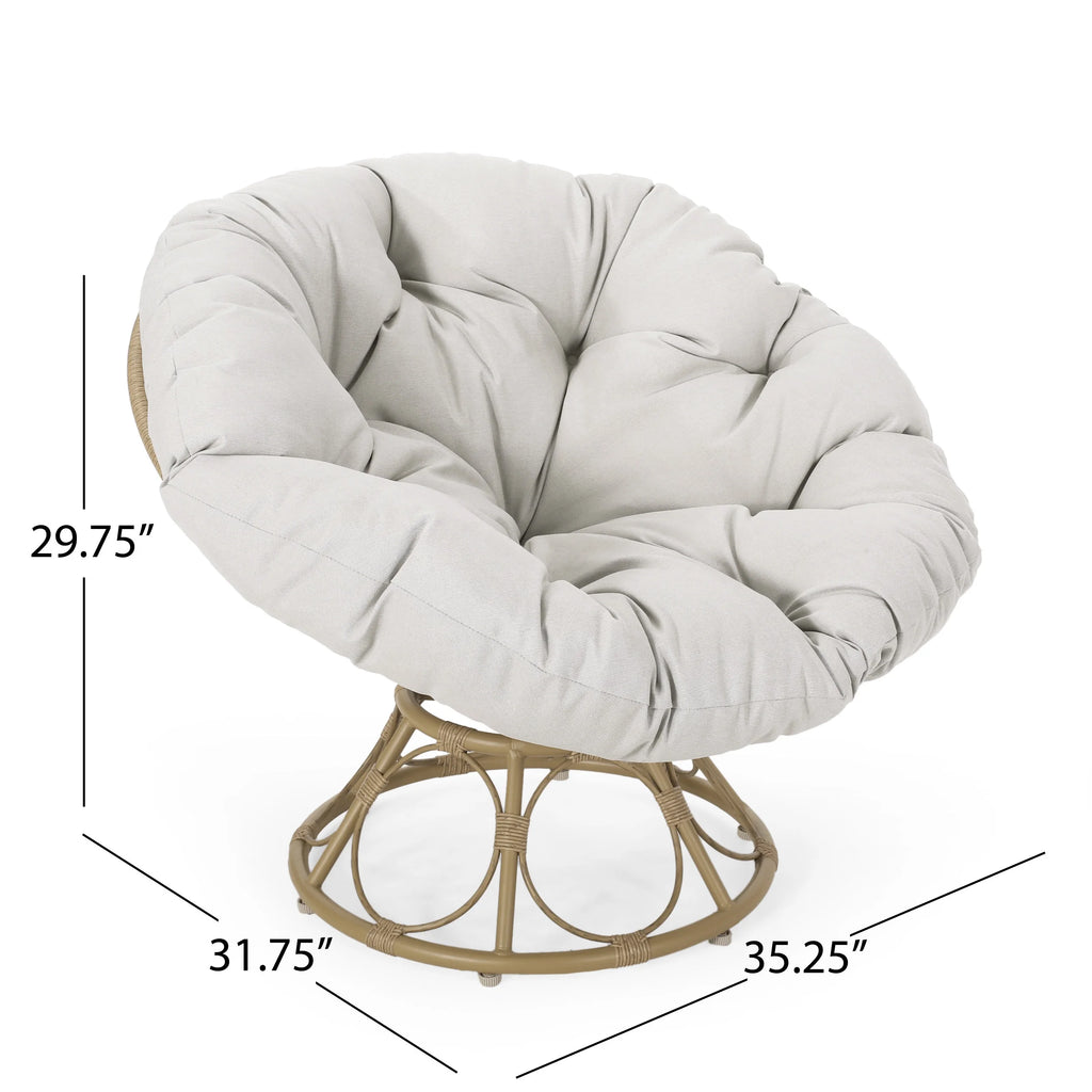 Papasan Swivel Chair Cushion Light Brown and Beige G8451
