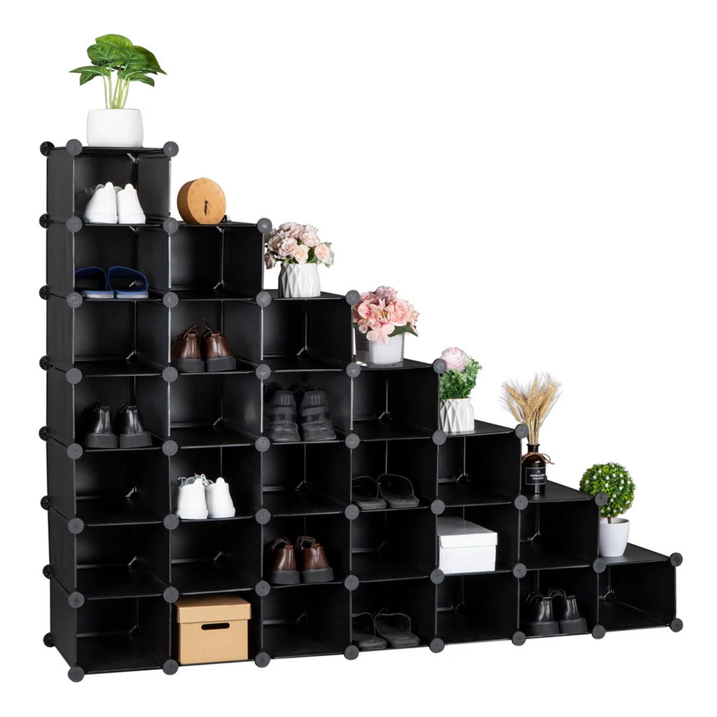 7-Tier 28-Pair Plastic Shoe Rack D874