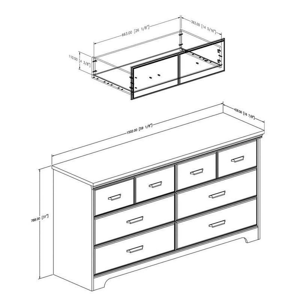3 Piece Bedroom Set with Dresser and 2 Nightstands in Weathered Oak P9746