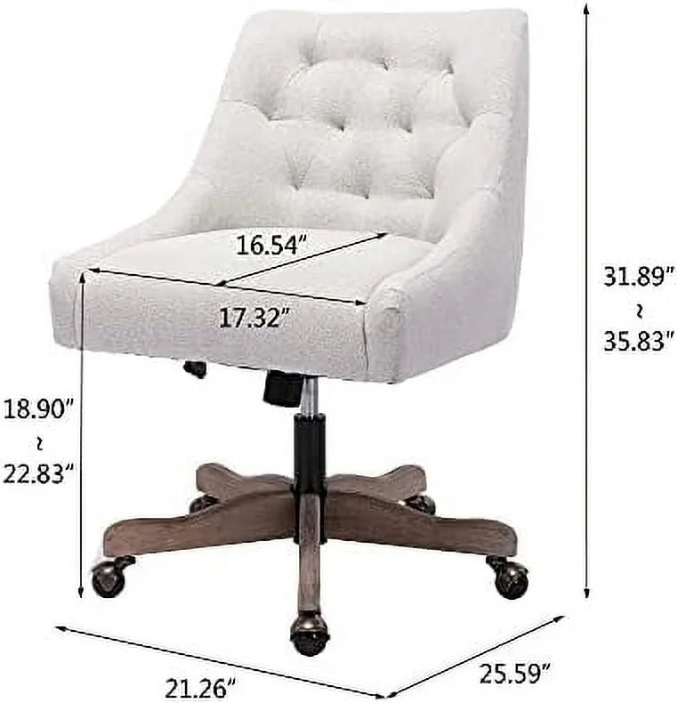 Beige Swivel Office Chair with Adjustable Lift Seat and Casters A560