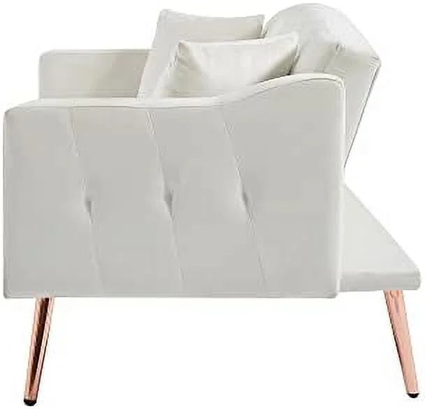 65” Convertible Velvet Sofa Bed with 2 Pillows J7724