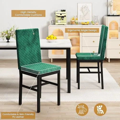 Dining Table and Chairs Set of 4 Faux Marble White J184