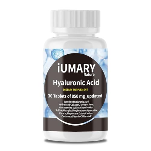 Hyaluronic Acid 850mg Dietary Supplement with Collagen 30 Tablets Pack of 3 H347