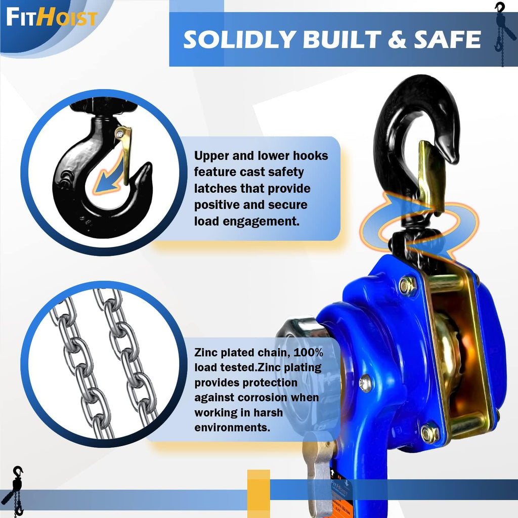 1650LBS 5FT Manual Lever Chain Hoist with 2 Hooks R16068