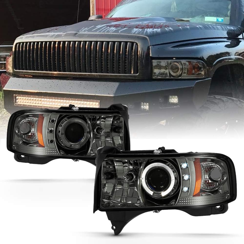 For 1994-2001 Dodge Ram 1500 2500 3500 Black Housing Projector Headlights S6094