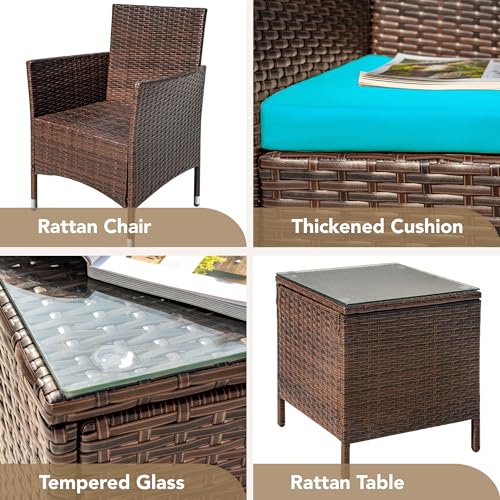 3 Pieces PE Rattan Wicker Chairs with Table M3549