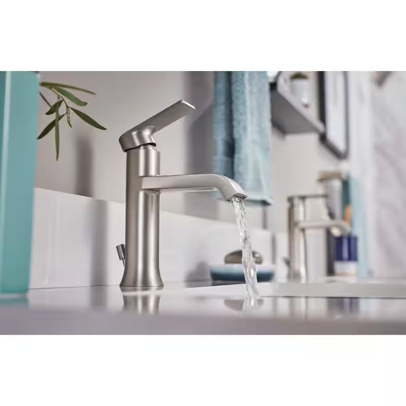 Single Handle Single Hole Bathroom Faucet Brushed Nickel Z458