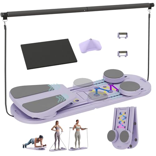 6 in 1 Foldable Pilates Reformer Set with Resistance Bands U79441
