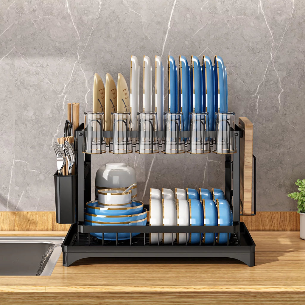 2-Tier Dish Drying Rack with Drainboard A682540