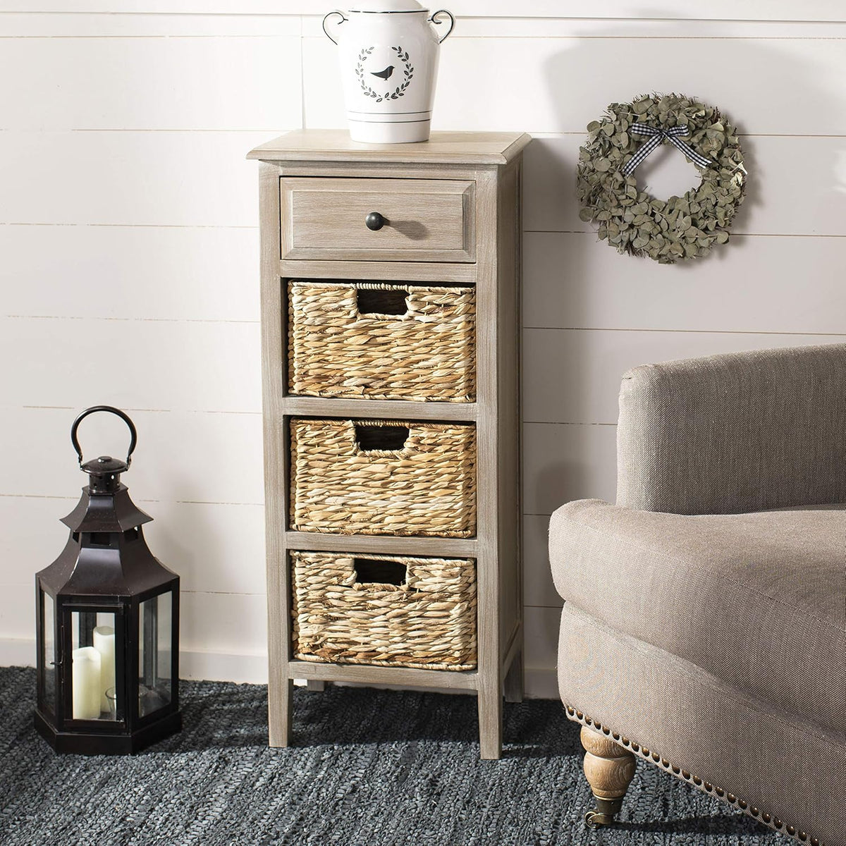 Distressed White Side Table K989495