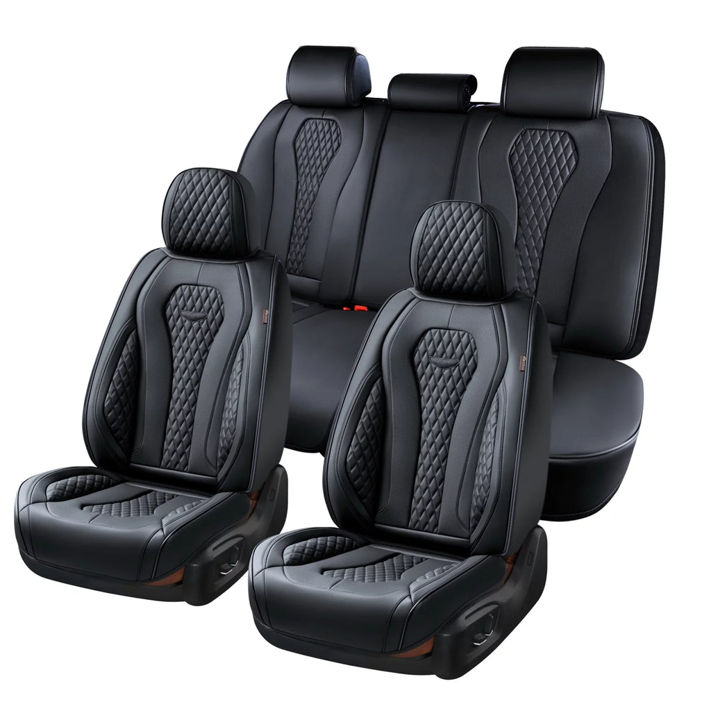Black 5 Seats Leatherette Car Seat Covers Full Set D8295