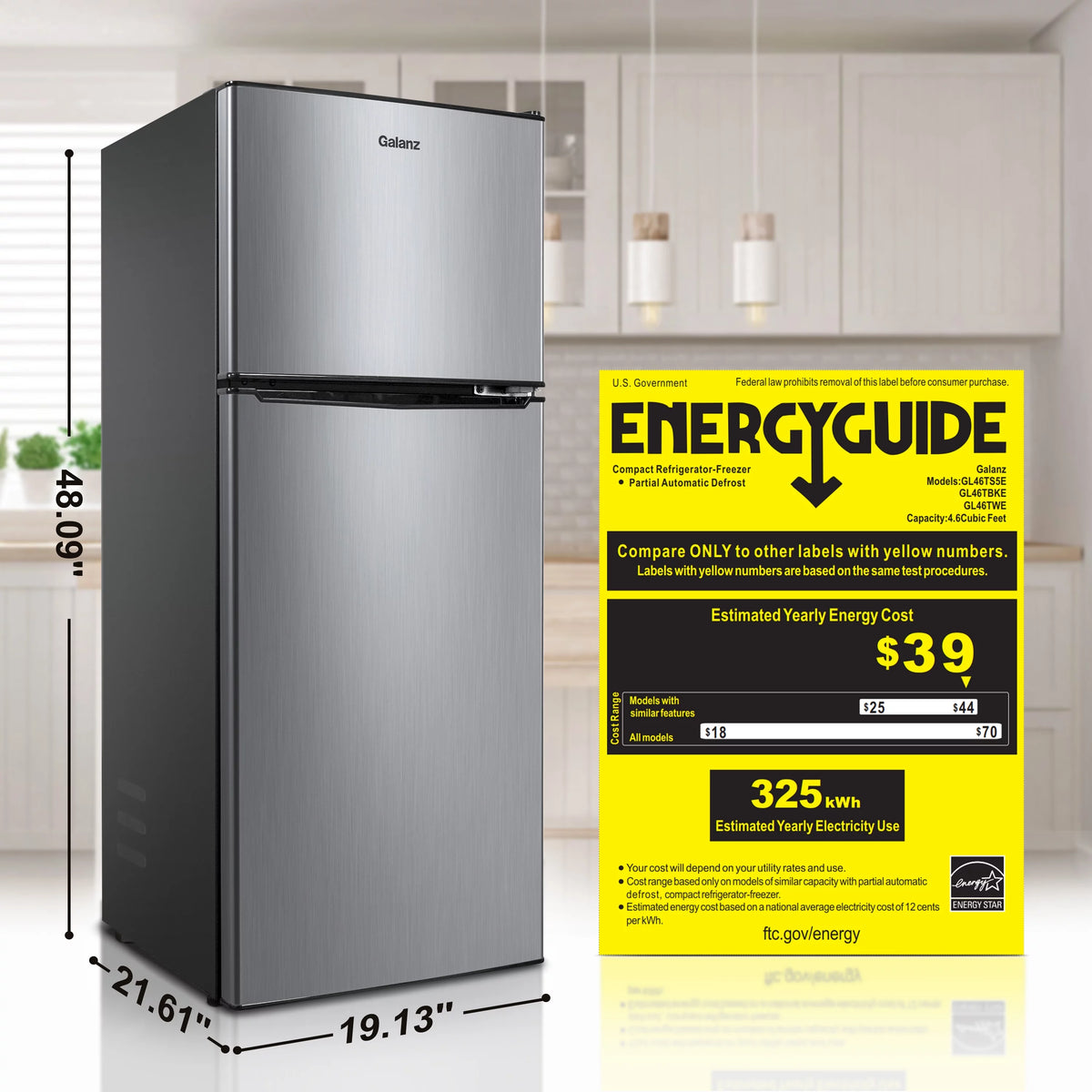 4.6 Cu ft Two Door Mini Fridge with Freezer M7135