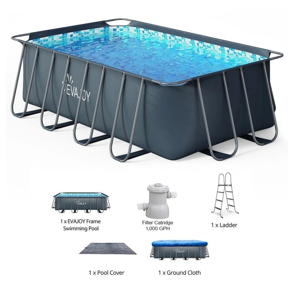 14' x 7' x 48" Rectangle Metal Frame Above Ground Swimming Pool C96608