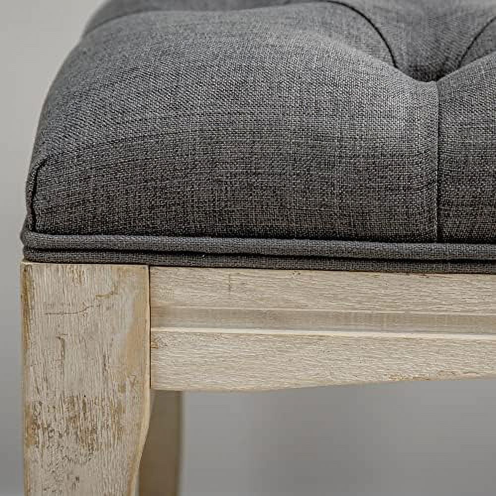 43" Upholstered Linen Fabric Ottoman Bench with Rubber Wood Legs H16903
