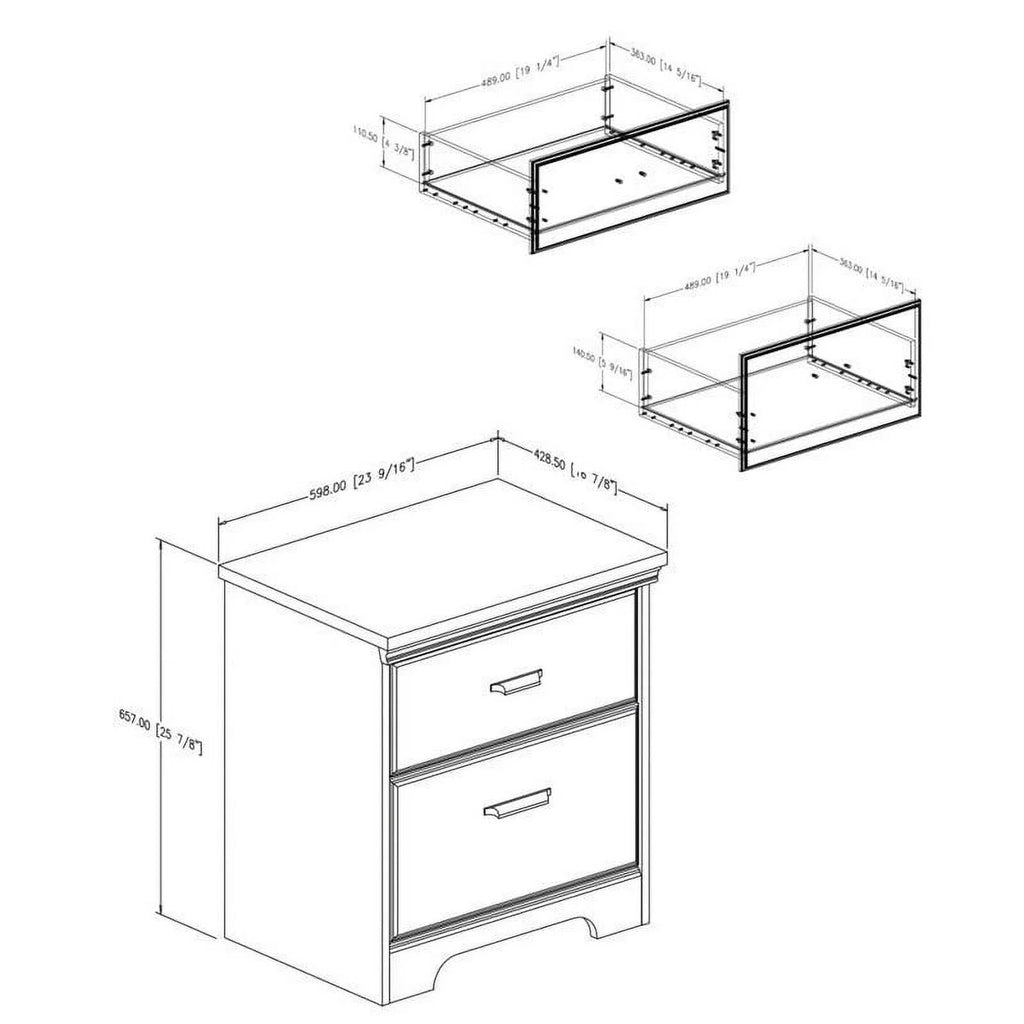 3 Piece Bedroom Set with Dresser and 2 Nightstands in Weathered Oak P9746