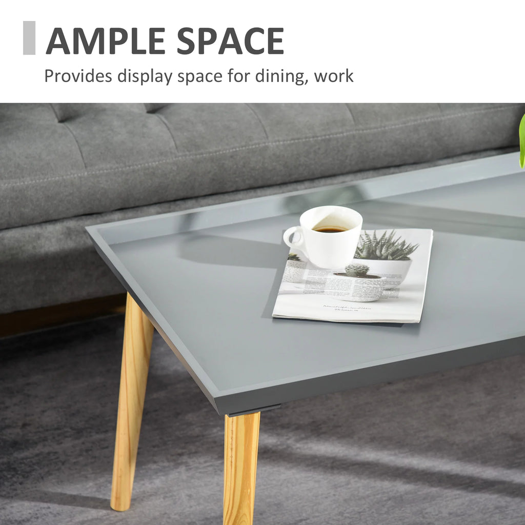 Gray Coffee Table with Tray Top and Pine Wood Legs B2641