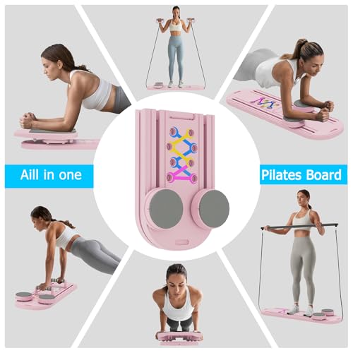 6 in 1 Foldable Pilates Reformer Set with Resistance Bands U79441