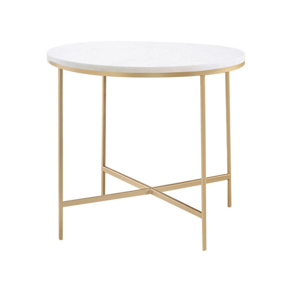 24 Inch Rounded Marble Side End Table F2070