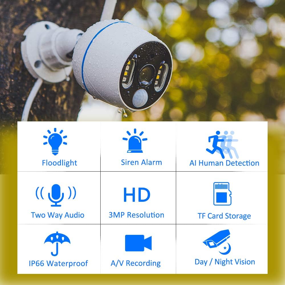 Wireless Security Camera System 8CH 3MP Color Night Vision 2TB Hard Drive I93556