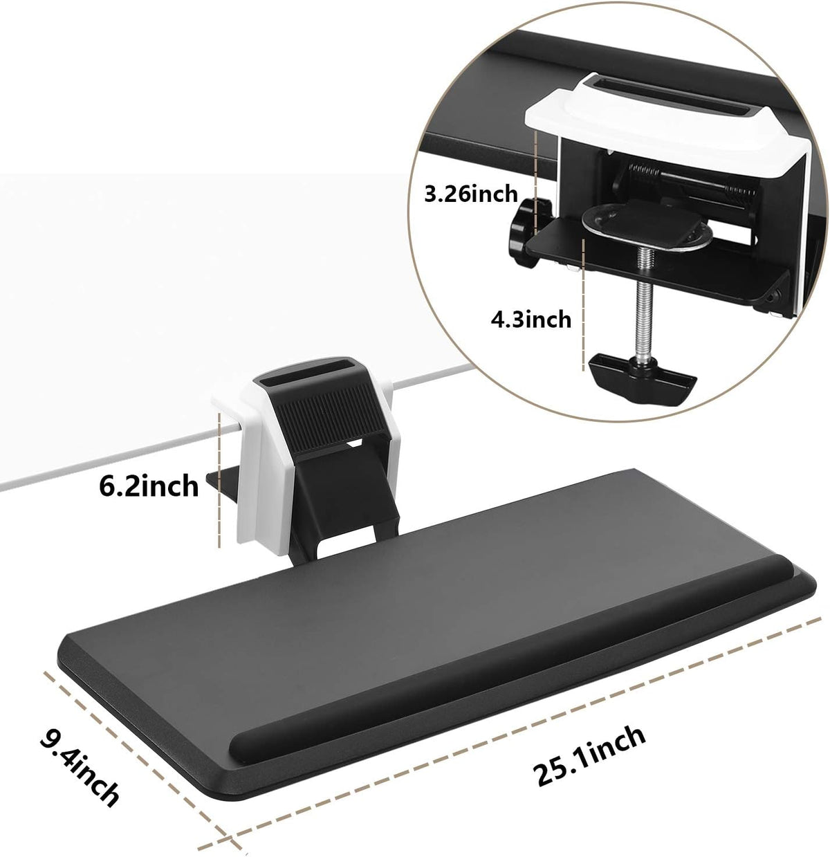 Adjustable Keyboard Tray with C Clamp Mount X300
