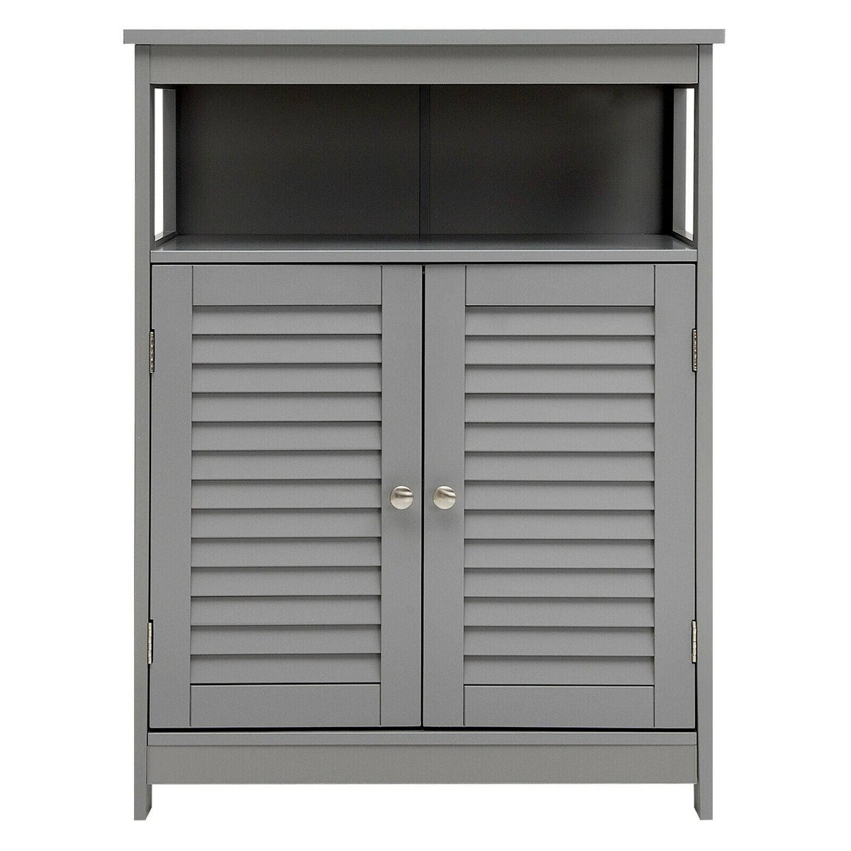 Gray Wood Freestanding Bathroom Storage Cabinet with Double Shutter Door L30554